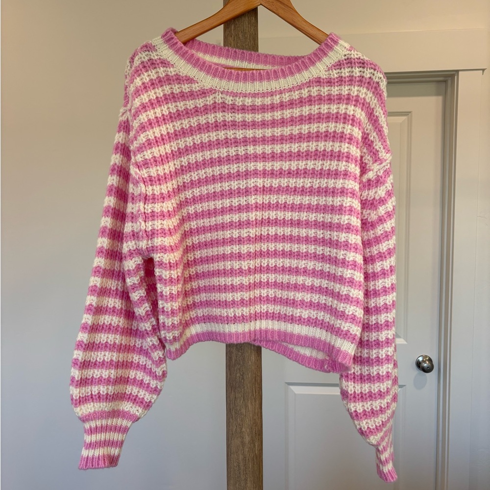 Pink and White Striped Sweater